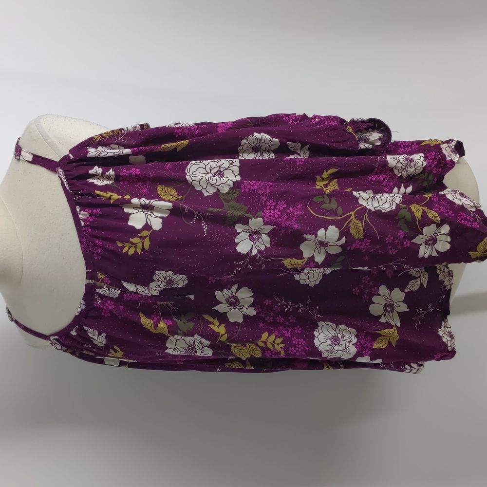 Torrid purple floral cold-shoulder top-sz 2X (Torrid sz 2)